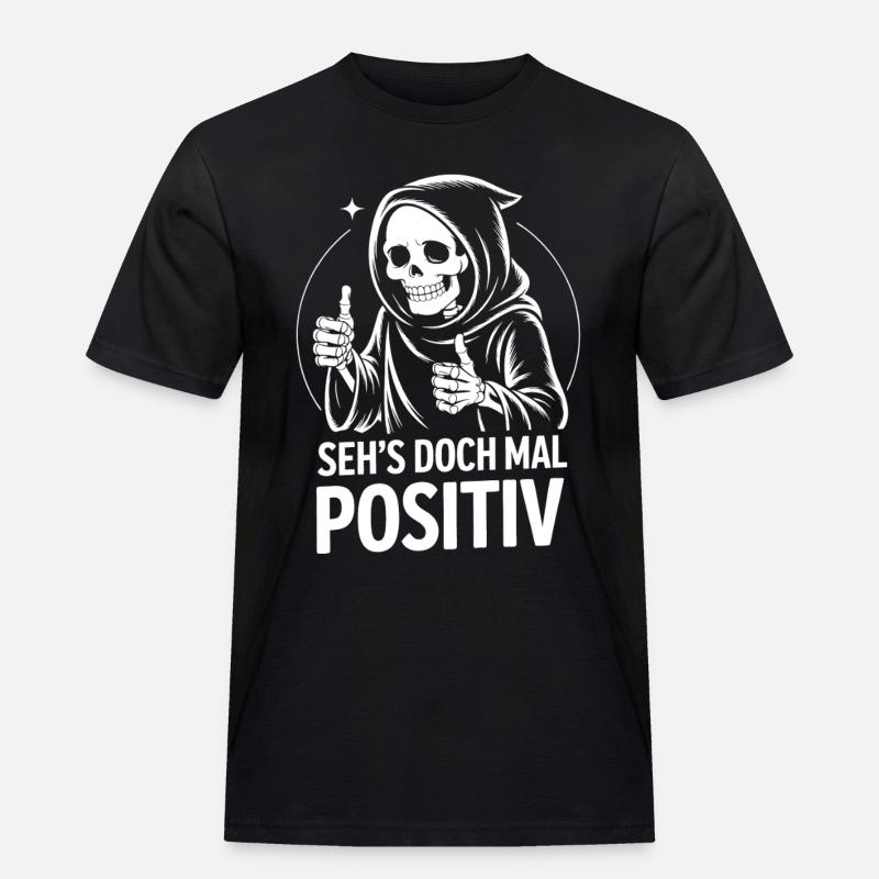 Seh's Doch Mal Positiv Grim Reaper - Männer Workwear T-Shirt - Schwarz