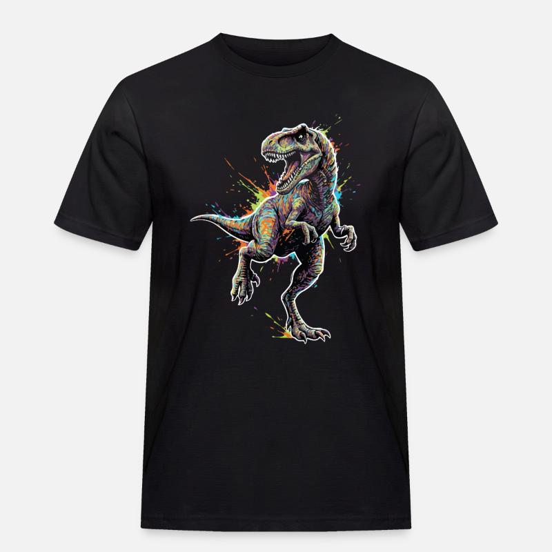 T-Rex_Apex_Explosion_Couleurs_Neon - Männer Workwear T-Shirt - Schwarz