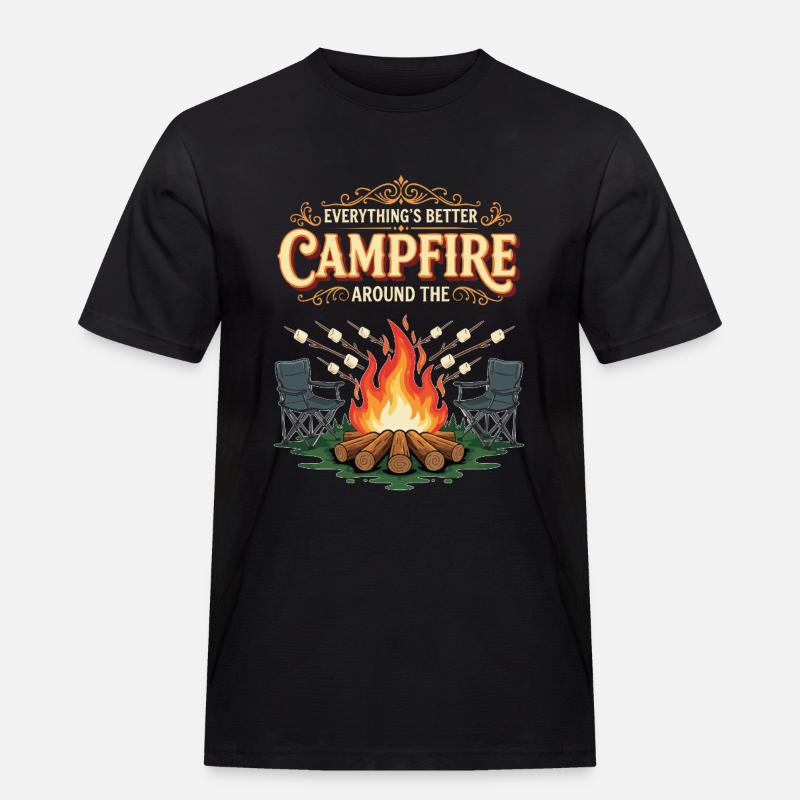 Camping Campfire Marshmallow Everything's Better - T-shirt Workwear homme - noir