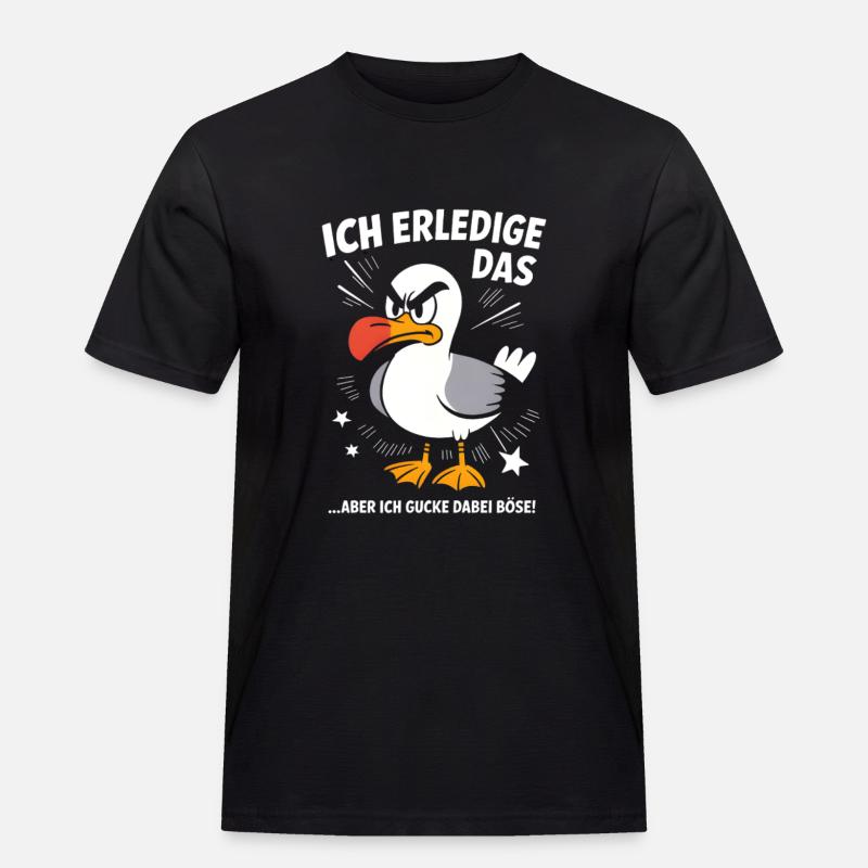 Möwe Seevogel Nen scheiss muss ich - Männer Workwear T-Shirt - Schwarz