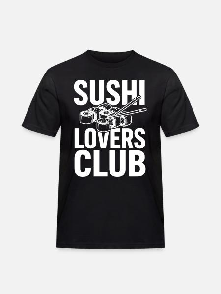 Sushi Lovers Club with chopsticks - Men's Workwear T-Shirt - black