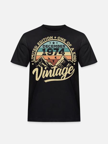 Original December 1974 - 51st Birthday Gift - Men's Workwear T-Shirt - black