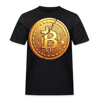 Conception de pièce Bitcoin fissurée - T-shirt Workwear homme - noir - Devant - AI Model Male 178 light (178cm)