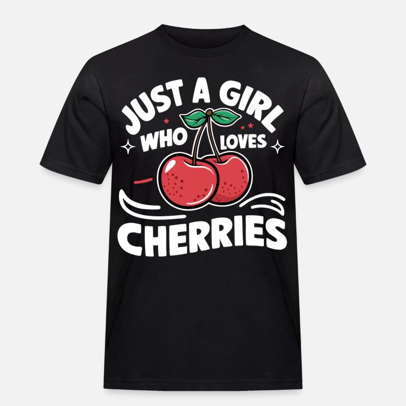 Kirsche Kirschen Früchte Essen - Männer Workwear T-Shirt - Schwarz