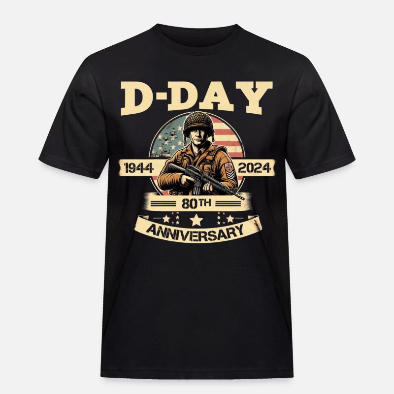 D-DAY 80 th ANNIVERSARY - Men's Workwear T-Shirt - black
