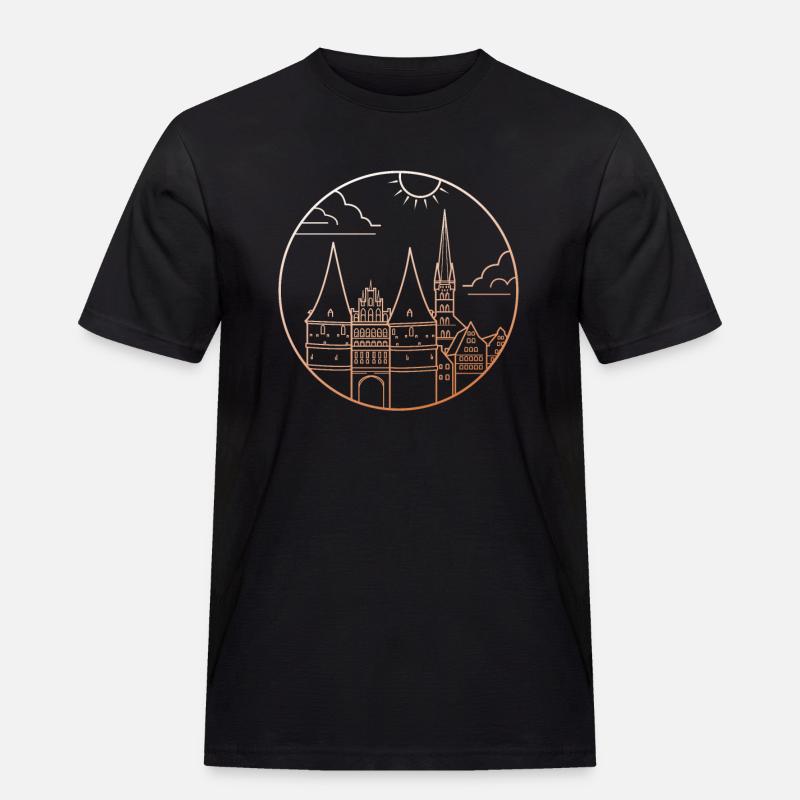 Lübeck - Männer Workwear T-Shirt - Schwarz