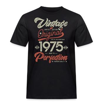 1975 anniversaire vintage Né 1975 - T-shirt Workwear homme - noir - Devant - AI Model Male 178 light (178cm)