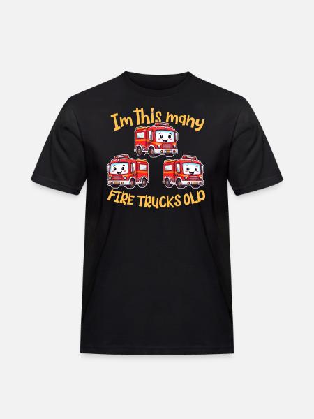 Sød brandbil - Jeg er så mange brandbiler gamle - Herre Workwear T-Shirt - sort