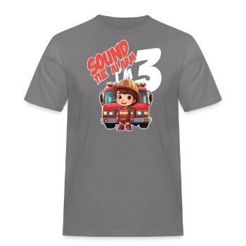 Kids Firefighter 3 Year Old Birthday Boy Theme - Männer Workwear T-Shirt - Grau - Vorne - AI Model Male 185 dark (185cm)