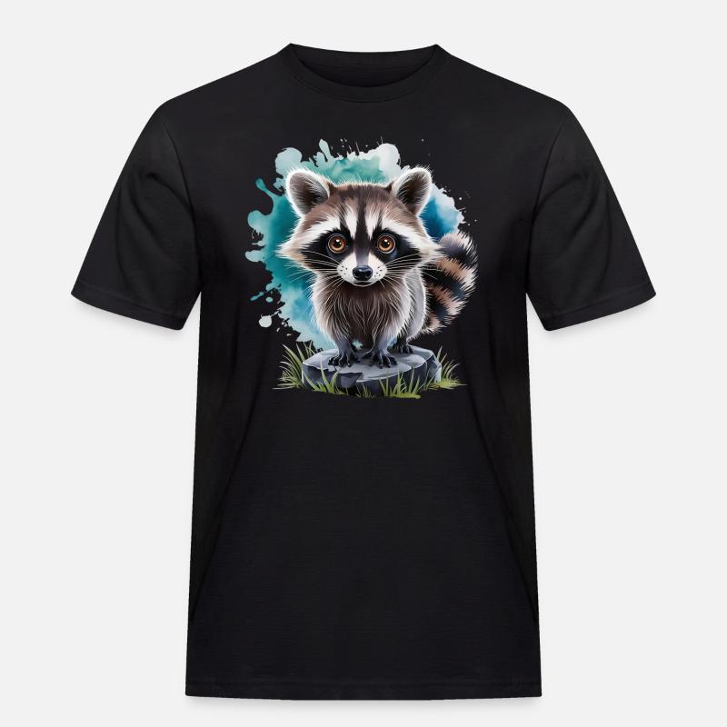 Süßer Waschbär - Männer Workwear T-Shirt - Schwarz