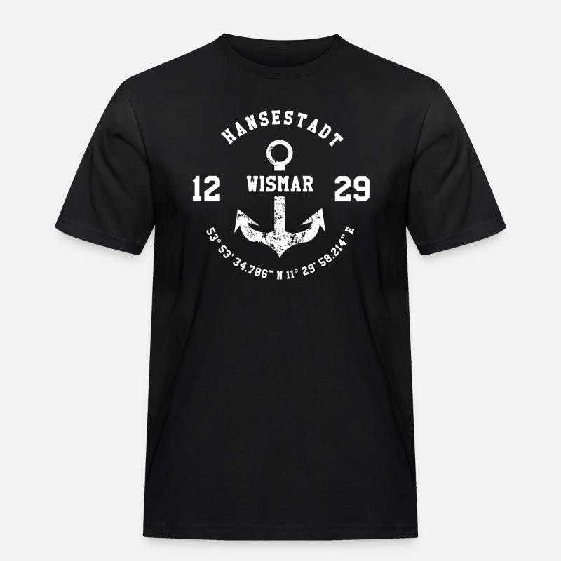 Hansestadt Wismar 1229 - Männer Workwear T-Shirt - Schwarz