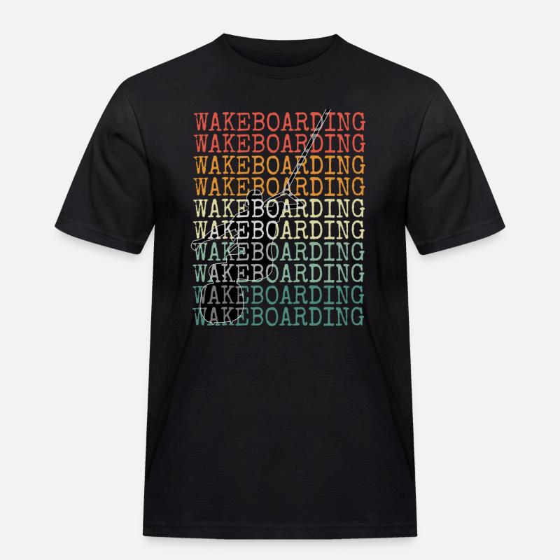 Wakeboarden Retro - Männer Workwear T-Shirt - Schwarz