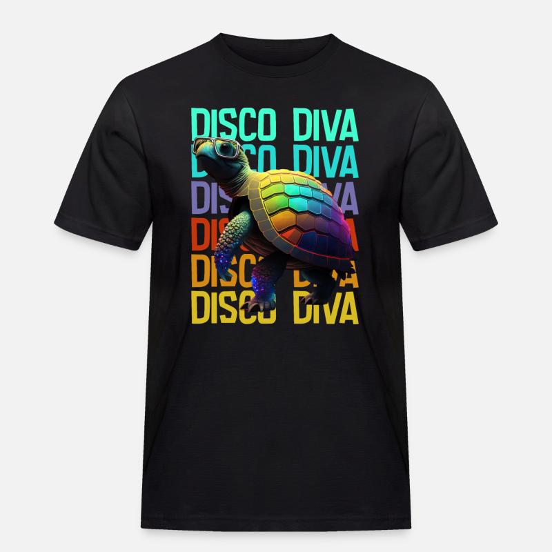 Turtle Disco Diva - Männer Workwear T-Shirt - Schwarz