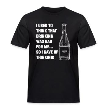 Vin, jeg plejede at tro, at drikke var dårligt for mig - Herre Workwear T-Shirt - sort - Foran - AI Model Male 178 light (178cm)