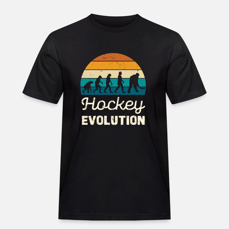 Hockey Evolution Retro Illustration - Männer Workwear T-Shirt - Schwarz