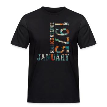 50. Geburtstag Vintage Januar 1975 Jahrgang 1975 - Männer Workwear T-Shirt - Schwarz - Vorne - AI Model Male 178 light (178cm)