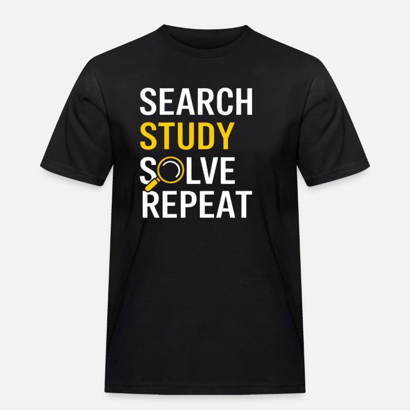 Search Study Solve Repeat - Männer Workwear T-Shirt - Schwarz
