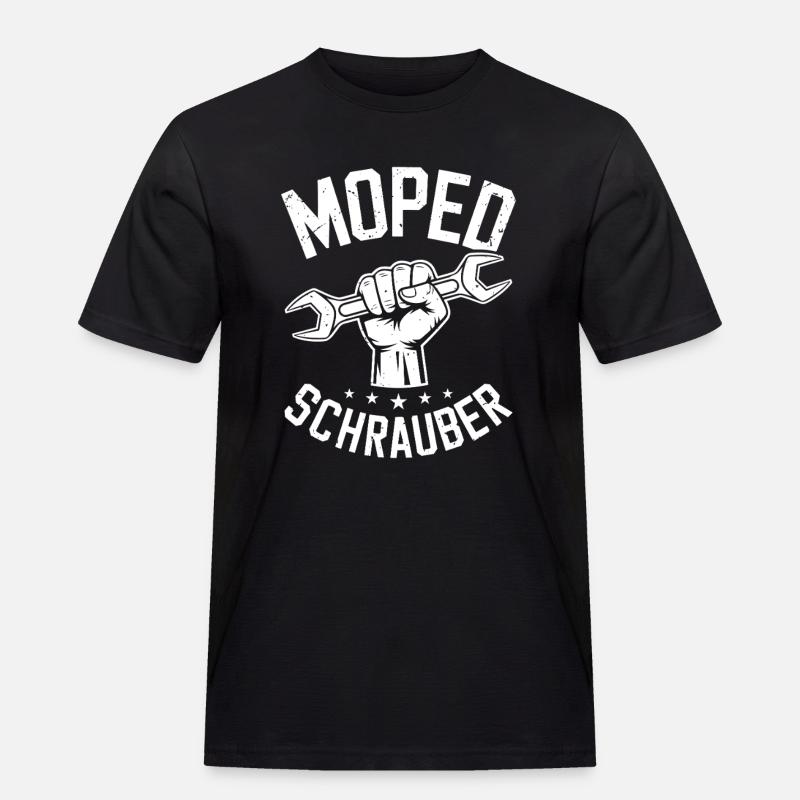 Moped Mechaniker Oldtimer Moped Schrauber - Männer Workwear T-Shirt - Schwarz