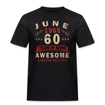 Original Juni 1965 Jahrgang 1965 60. Geburtstag 60 - Männer Workwear T-Shirt - Schwarz - Vorne - AI Model Male 178 light (178cm)