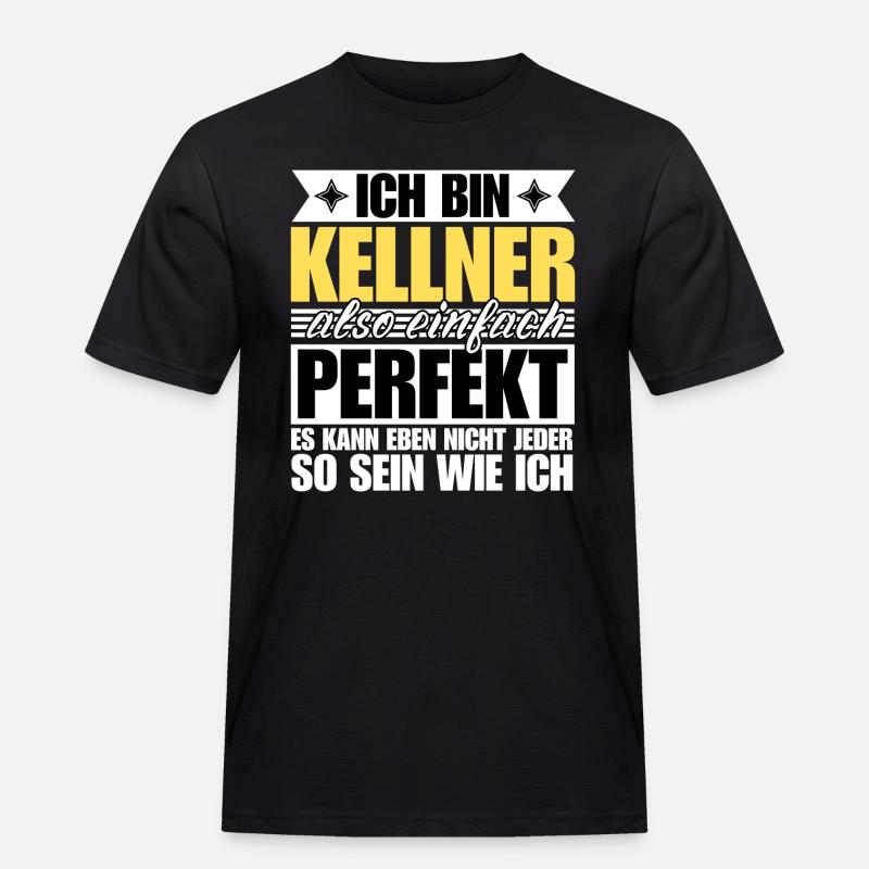 Perfekter Kellner - Männer Workwear T-Shirt - Schwarz