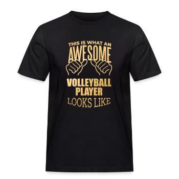 Volleyball - Men's Workwear T-Shirt - black - Front - AI Model Male 178 light (178cm)
