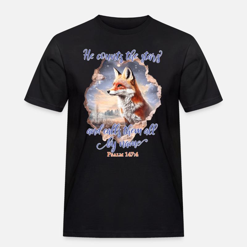 Fuchs Bibelvers Christlich - Männer Workwear T-Shirt - Schwarz
