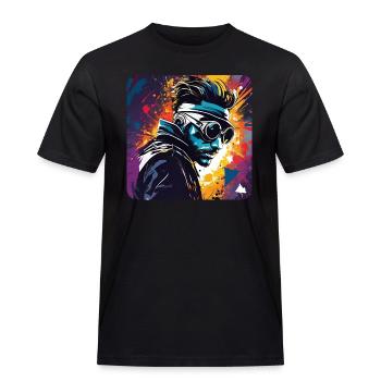 Cool steampunk man with glasses - Men's Workwear T-Shirt - black - Front - AI Model Male 178 light (178cm)