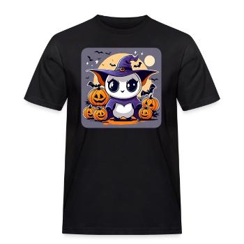 Mignon monstre d’Halloween avec des citrouilles - T-shirt Workwear homme - noir - Devant - AI Model Male 178 light (178cm)