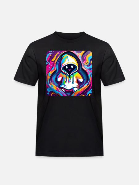 Cool Graffiti Ghost with Hoodie - Men's Workwear T-Shirt - black