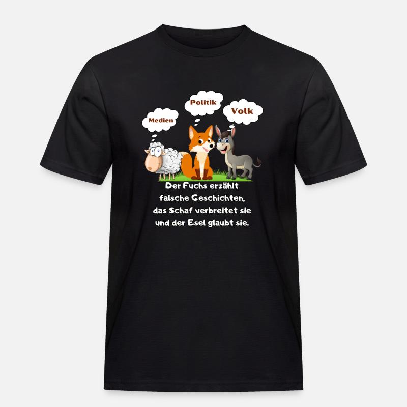 Schaf Esel Fuchs - Männer Workwear T-Shirt - Schwarz