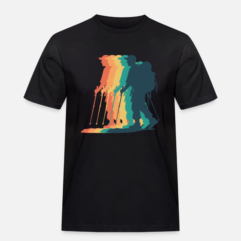 Wandern Männlicher Wanderer Bunt - Männer Workwear T-Shirt - Schwarz