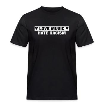 Love Music Hate Racism - Männer Workwear T-Shirt - Schwarz - Vorne - AI Model Male 178 light (178cm)