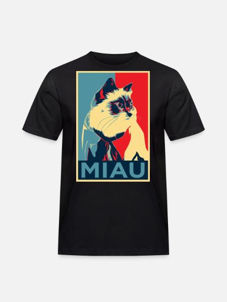 babybell Katze - Miau - Obama-Style - Männer Workwear T-Shirt - Schwarz