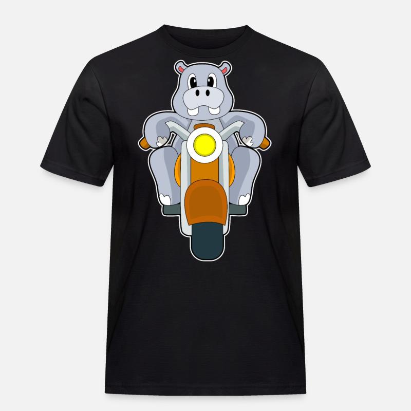 Nilpferd Motorrad - Männer Workwear T-Shirt - Schwarz