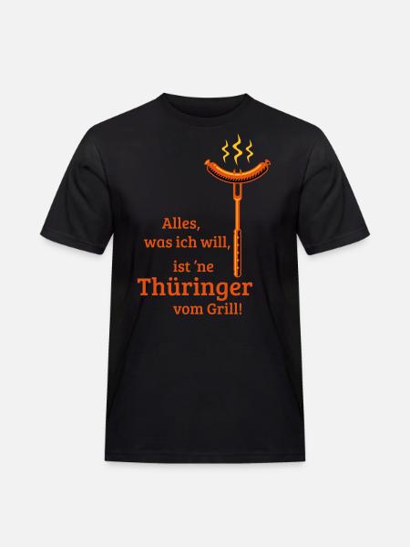 Eine Thüringer vom Grill! (3C) - Männer Workwear T-Shirt - Schwarz