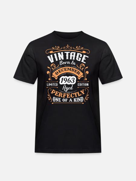 Verjaardagscadeau, Vintage geboren in december 1963 - Mannen Workwear T-shirt - zwart