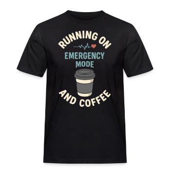 Kaffee statt Schlaf – Notfallmodus läuft - Männer Workwear T-Shirt - Schwarz - Vorne - AI Model Male 178 light (178cm)