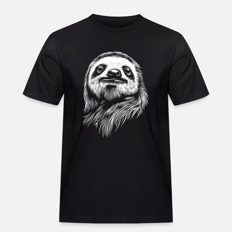Faultier - Männer Workwear T-Shirt - Schwarz