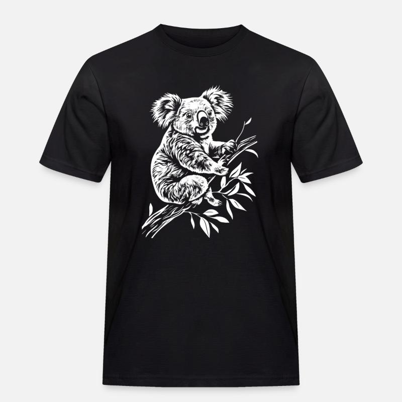Koala Minimal - Männer Workwear T-Shirt - Schwarz