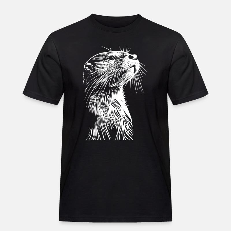 Otter - Männer Workwear T-Shirt - Schwarz