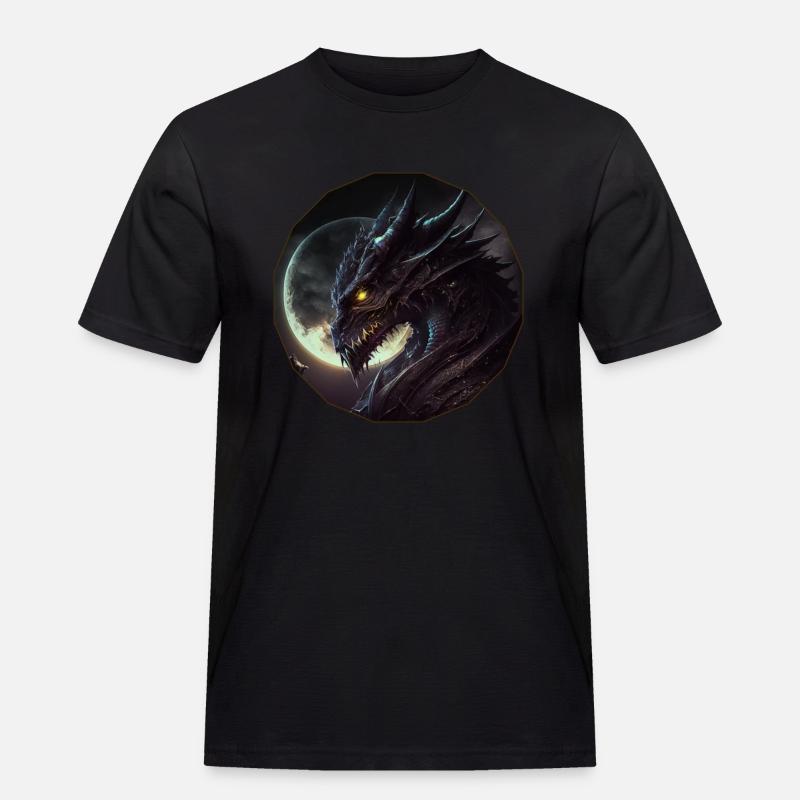 Dunkler Blick des Drachen - Männer Workwear T-Shirt - Schwarz