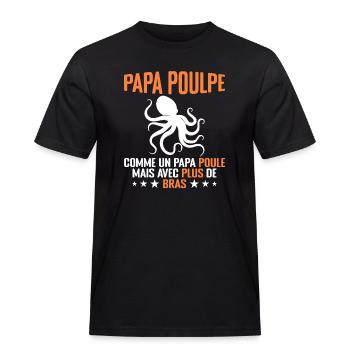Papa Poulpe Cadeau Drôle Papa Humour - T-shirt Workwear homme - noir - Devant - AI Model Male 178 light (178cm)