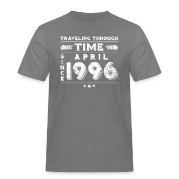 Vintage Time Travel Birthday Design April 1996 - Men's Workwear T-Shirt - grey - Front - AI Model Male 185 dark (185cm)