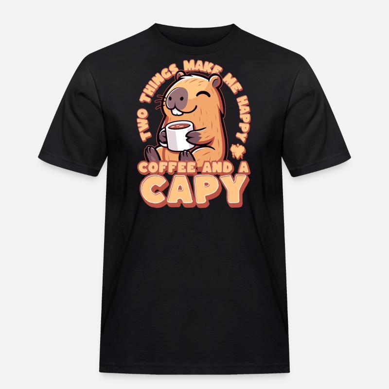 Kaffee Capybara - Coffeebara - Capyrista - Capycin - Männer Workwear T-Shirt - Schwarz
