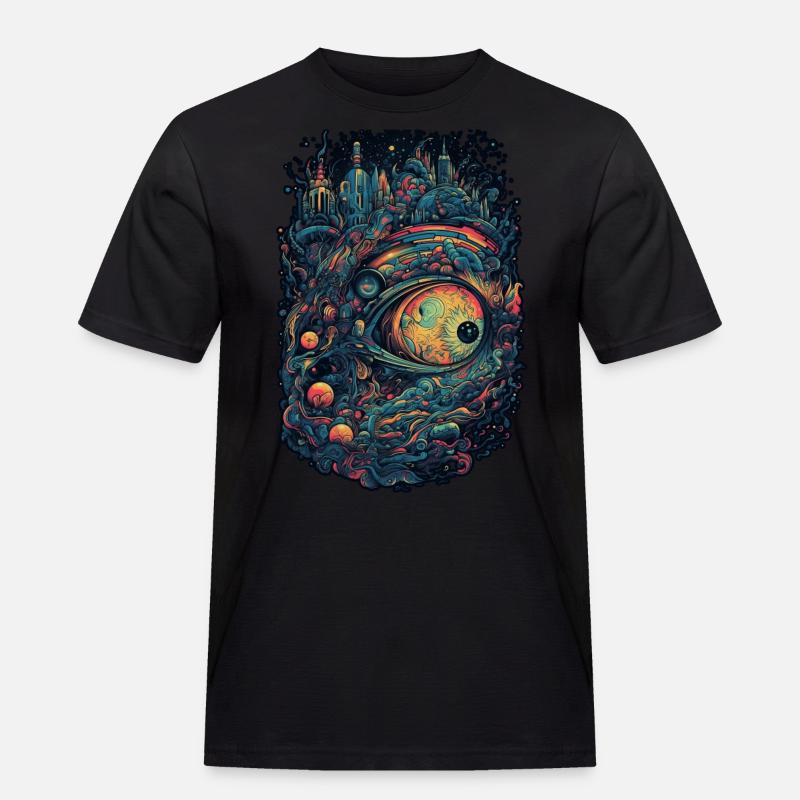 Trippy Explosion - Psychedelisches Motiv - Männer Workwear T-Shirt - Schwarz