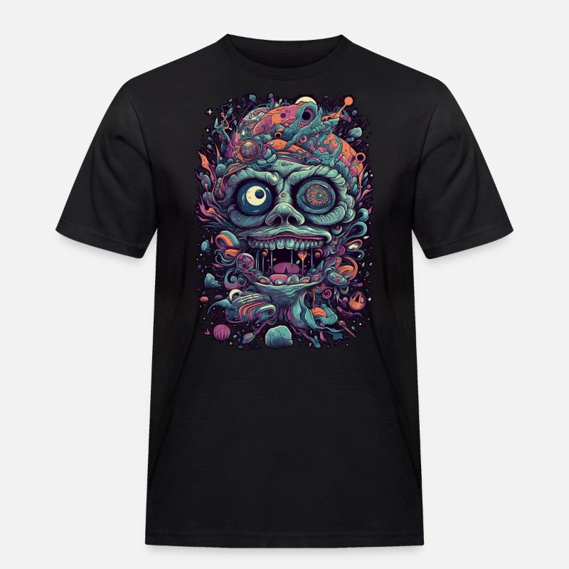 Trippy Explosion - Psychedelisches Motiv - Männer Workwear T-Shirt - Schwarz