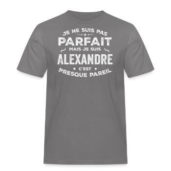 Alexandre Ein Vorname, eine Geschichte, eine Persönlichkeit - Männer Workwear T-Shirt - Grau - Vorne - AI Model Male 185 dark (185cm)