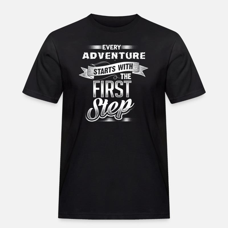 Adventure first step - Männer Workwear T-Shirt - Schwarz