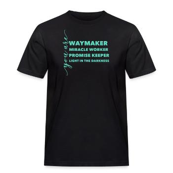 Waymaker & Christliche Kleidung - Männer Workwear T-Shirt - Schwarz - Vorne - AI Model Male 178 light (178cm)