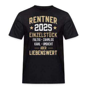 RENTE RUHESTAND RENTNER 2025 - Männer Workwear T-Shirt - Schwarz - Vorne - AI Model Male 178 light (178cm)